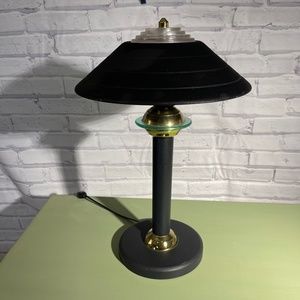 Vintage 80s Black Flying Saucer Lamp, Mushroom, Atomic, UFO Dome Style Lamp